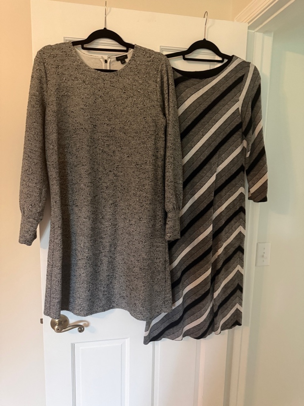 Ann Taylor Gray Knit Crewneck Dresses